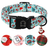 MR.CHUBBYFACE Christmas dog collar in blue box pattern; comfortable daily wear