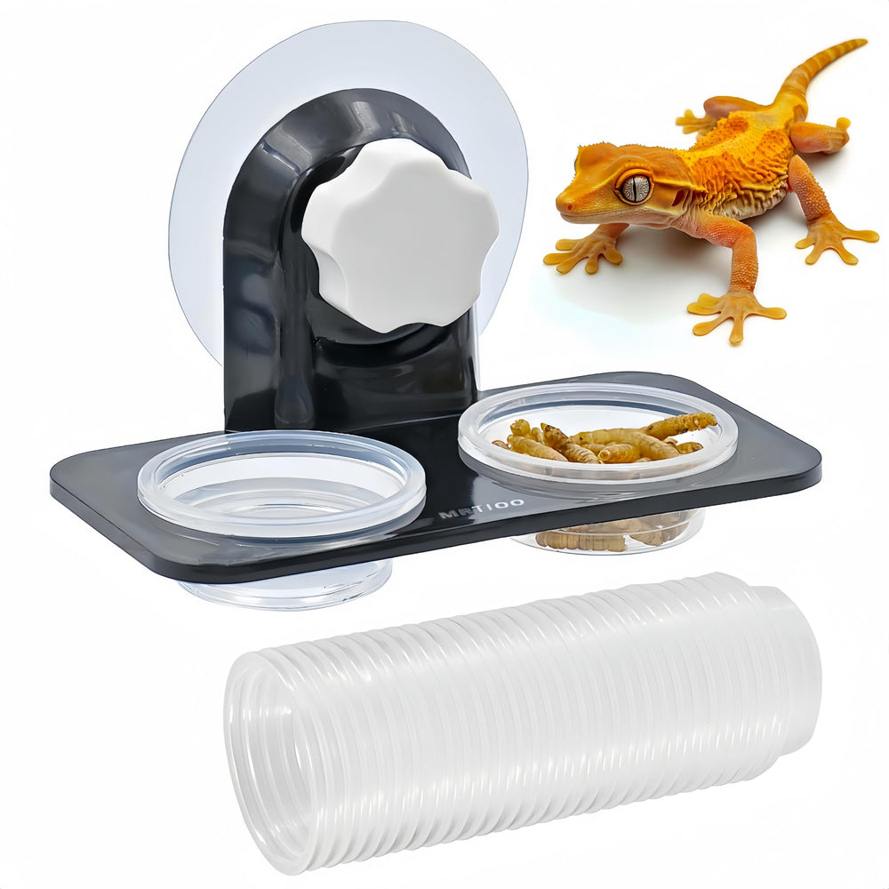 MRTIOO crested gecko feeding ledge closeup with secure non-suction mounting