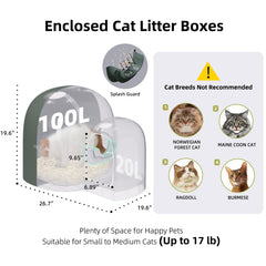 MS!MAKE SURE cat litter box side view, moss green dog-proof enclosure