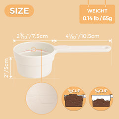 MSBC melamine pet food scoop showing 1/2 cup capacity markings.