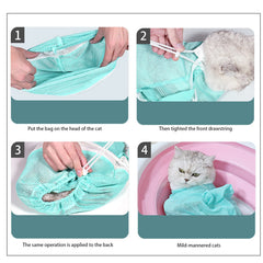 MSMUOEZ shower net bag makes washing your cat easier and mess-free.
