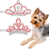 MTLEE crystal rhinestone dog tiara spire clip sparkling for photos