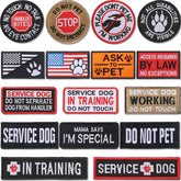 MTLEE service dog patches pack showing 16 removable badges for easy identification.