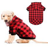 Mtliepte red plaid dog hoodie front view highlights cozy fit for outdoor strolls