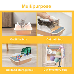 MUYG semi-enclosed litter pan with pedal design keeps litter inside