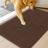 MudGuard Mat dog door mat close-up captures muddy paws at the entry