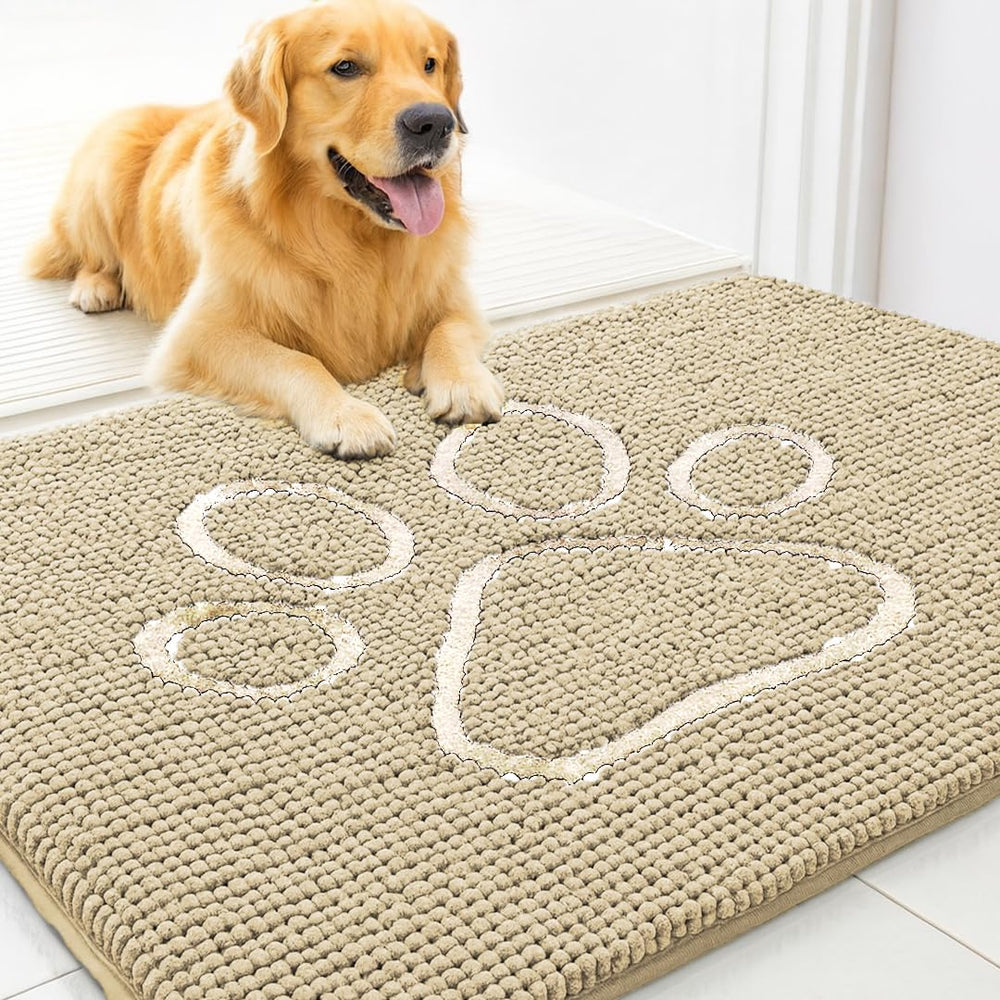 MUDGUARD MAT dog door mat with paw design traps dirt at the entry.