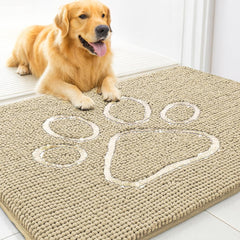 MUDGUARD MAT dog door mat with paw design traps dirt at the entry.