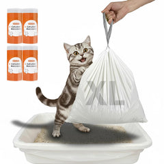 MUGVELL litter box liner closeup with drawstring seal for mess-free cleanup.