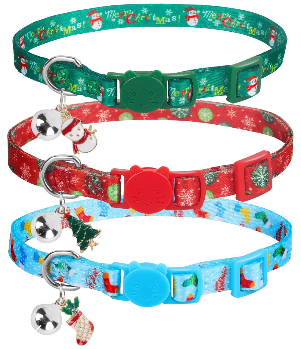 muiyrtuy Christmas tree cat collar with pendant and bell for festive style.