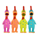 Multipet Globkens chicken polka-dot toy for interactive play and squeak action.