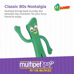 Multipet Gumby 9inch squeaker closeup demonstrates durable rubber for chewing.