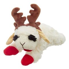 Multipet Holiday Lambchop with Antlers front view—soft plush toy for playful dogs