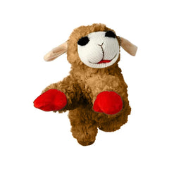 Multipet Lamb Chop mini 6in brown closeup highlights cuddly texture for nap-time comfort