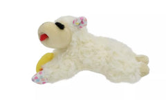 Multipet Lamb Chop Mini Spring Chick Polka Dot dog toy back view highlights plush durability during daily play