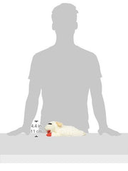 Multipet Lambchop close-up showing knit sock-like face for comforting, tactile play