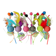 Multipet Mesh Feather Ball Cat Toy Pack with six toys for interactive play.