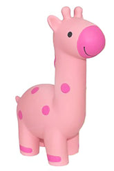 Multipet Minipet latex giraffe toy side view, ideal for interactive play and fetch.