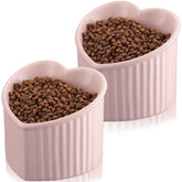 Mumufy heart-shaped pink cat bowls tilted design for comfortable feeding.
