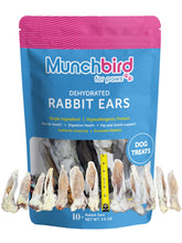 Munchbird dehydrated rabbit ears full bag—a protein-rich, convenient dog treat for daily snacking.
