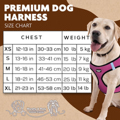 Murphy & Roxy No-Pull Harness pink back view with adjustable straps for a snug fit.