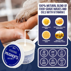 Musher's Secret paw wax application glide demonstrates easy, even coverage.