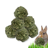 MUYG bunny Timothy grass ball closeup for natural chewing and stress relief.