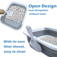 MUYG collapsible cat litter box with scoop eases quick cleanup