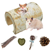 MUYG natural wooden hamster tunnel closeup shows birch texture for natural chewing