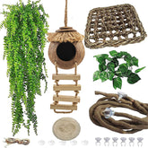 MUYG gecko tank coconut hideout hut with ladder for climbing enrichment