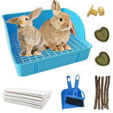 MUYG rabbit litter box blue corner design for tidy potty training