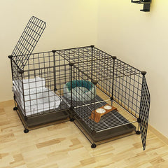 MUYG rabbit litter box secure latches prevent tipping during cage activity.