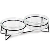 MUZITY double-glass-raised-bowls with stand for ergonomic feeding of cats and small dogs.