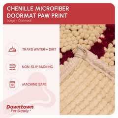 My Doggy Place absorbent mat traps water and mud for quick cleanup after walks.
