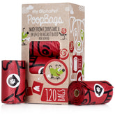My AlphaPet compostable dog poop bags package with 120-count for eco-friendly disposal