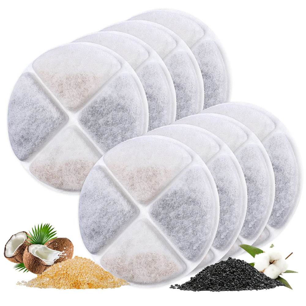 MyfatBOSS cat fountain filter 8-pack packaging - easy storage and ready-to-use replacements.