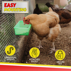 My Favorite Chicken chicken cage cup 27oz aviary-setup green: fits in any cage for flexible feeding.
