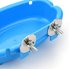 Mygeromon bird bath blue installation screws ensure secure cage mounting.