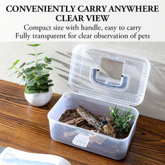 MyGift reptile carrier terrarium open lid demonstrates easy placement and removal