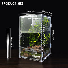 MYGIIKAKA acrylic habitat top clamshell open for feeding and handling.