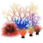 MyLifeUNIT seven-pack artificial coral ornaments brighten the tank with vivid color.