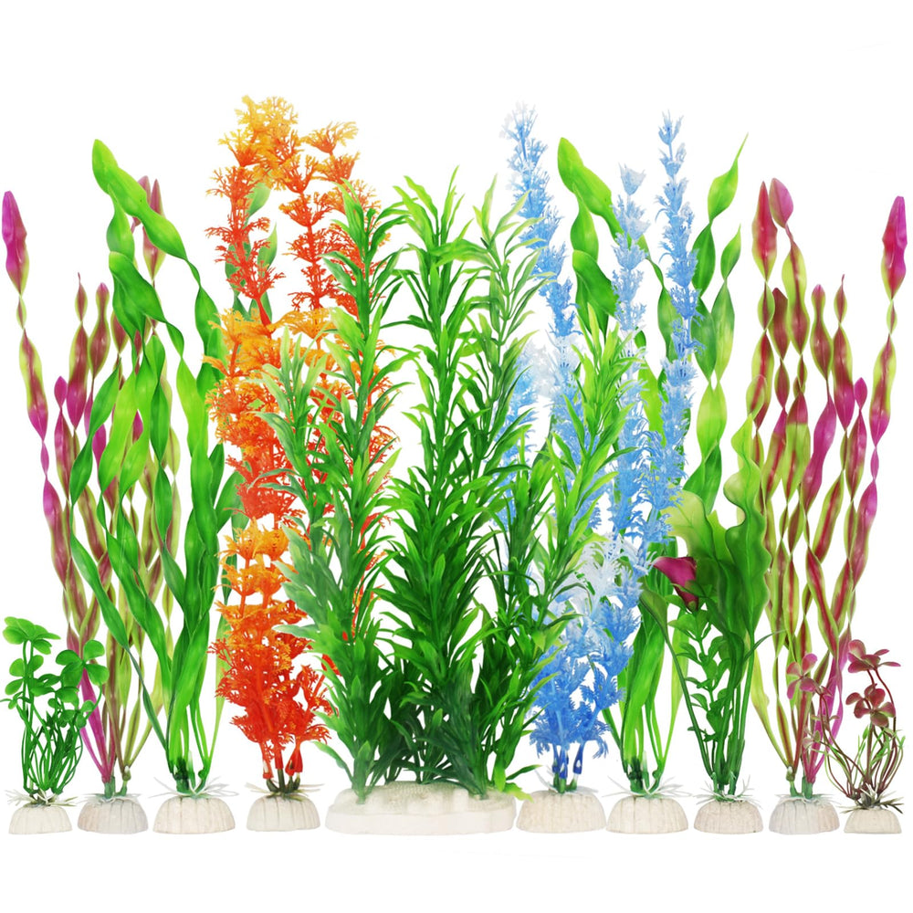 MyLifeUNIT artificial fish tank plants in a colorful arrangement for a vibrant aquarium.