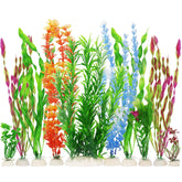 MyLifeUNIT artificial fish tank plants in a colorful arrangement for a vibrant aquarium.
