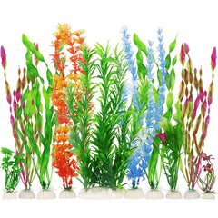 MyLifeUNIT artificial fish tank plants in a colorful arrangement for a vibrant aquarium.