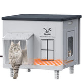 Myodal indestructible heated cat house exterior shows rugged weatherproof protection for outdoor warmth.