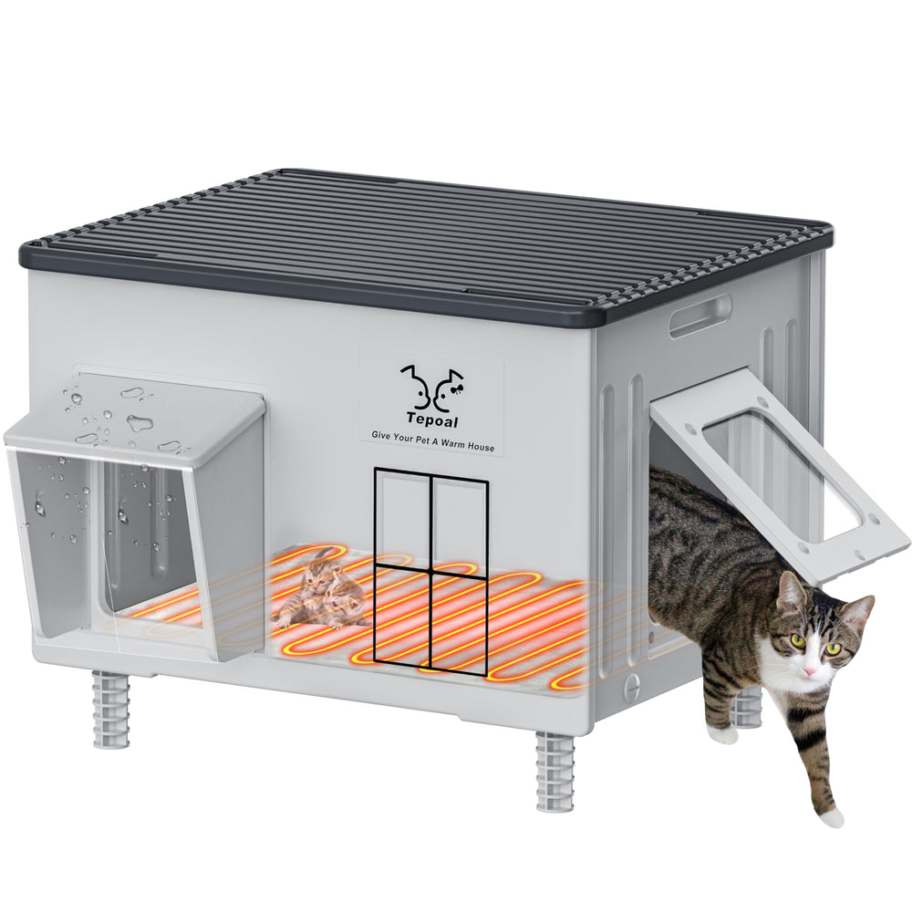 Myodal heated cat house exterior view highlighting rugged, weatherproof shelter for outdoors