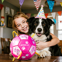 MYOKIA eight-straps soccer ball captures dog’s grab-and-toss for varied training sessions