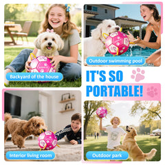 MYOKIA pink dog soccer ball with hexagon texture for engaging outdoor fetch and bounce