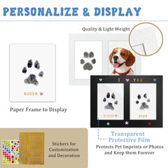MYPAWLETS paw print frame displaying a pet memory on a wall.