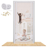 MYPIN reinforced cat screen door with bilateral zipper for easy two-way pass-through and pet safety.